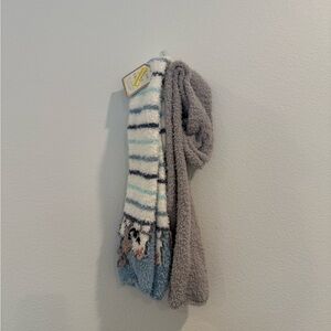 Cozy Plush Women's Socks - Gray & Blue Striped